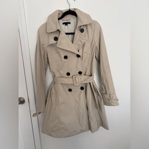 Saba Women’s 100% Cotton Khaki Double Breasted Trench Coat Belted Sz 10